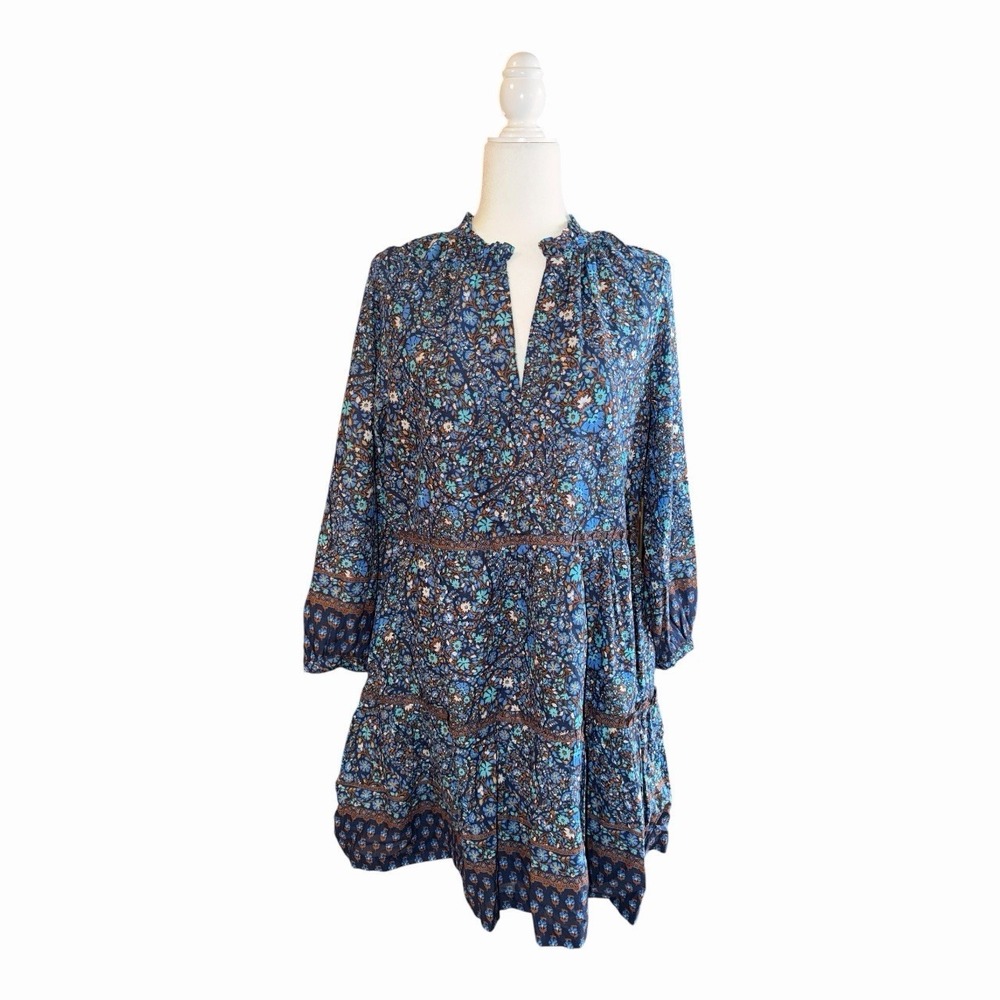 Vineyard Vines Fenwick Paisley Dress Blue Floral Boho Cotton Mini Medium NWT - Picture 2 of 7